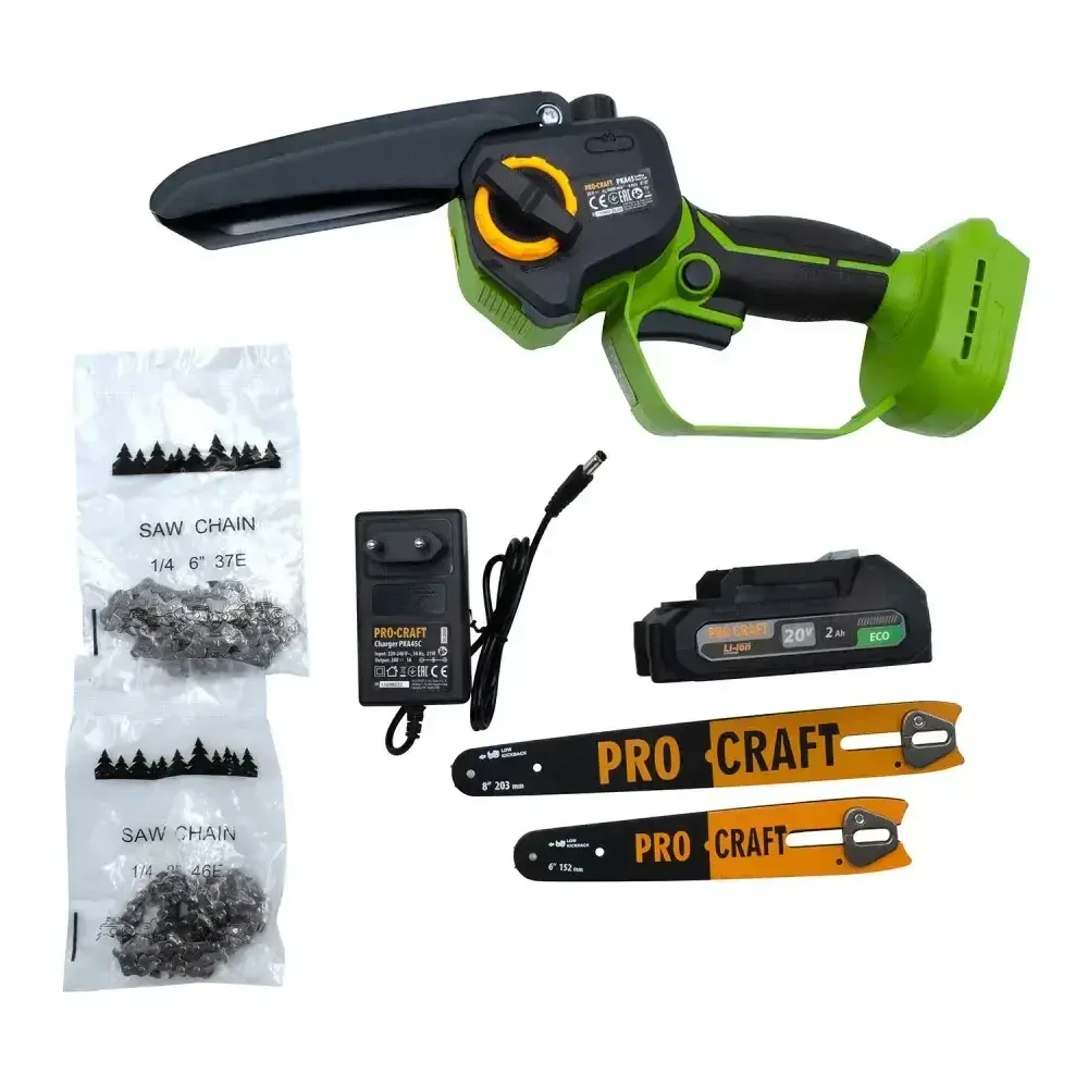 Акумуляторна міні пила Procraft PKA45,Міні ланцюгова пила з автозмащуванням ланцюга 1 АКБ 20 В 2 А. г,Міні пили безщіткові Львів - фото 8