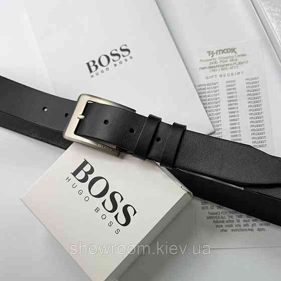 Чоловічий шкіряний брендовий ремінь Boss (216) чорний Київ