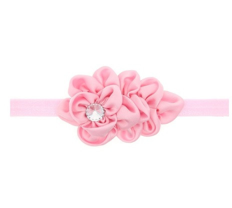 Нарядная повязка детская светло-розовая - цветок 10см, размер универсальный (на резинке) Киев - изображение 3