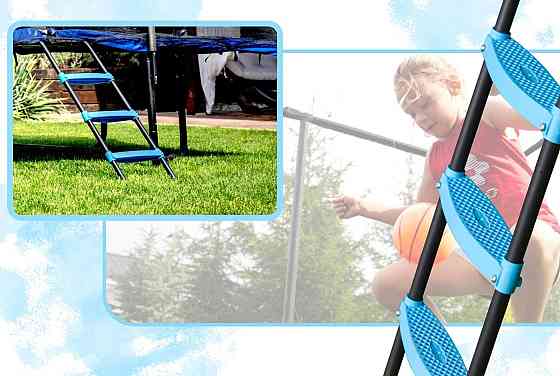 Батут THUNDER OUTSIDE PHENOM з зовнішньою сіткою 8 х 12 футів чорно-блакитний Київ