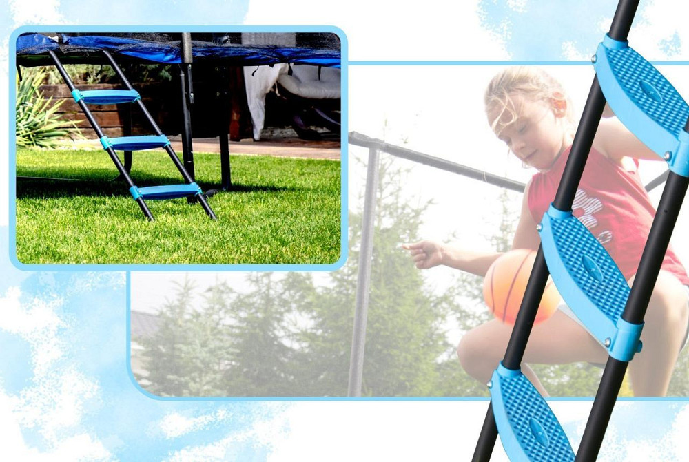 Батут THUNDER OUTSIDE PHENOM з зовнішньою сіткою 8 х 12 футів чорно-блакитний Київ - фото 4