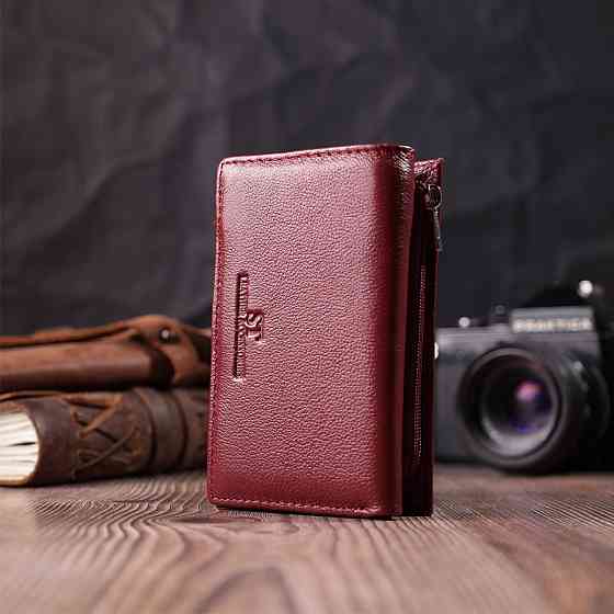 Кожаный женский кошелек в три сложения ST Leather 22489 Бордовый Киев