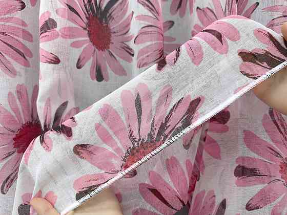 Тюль VR-Textil 1170т Flora Батист Білий з рожевим 400х270 см (42-1400) Київ