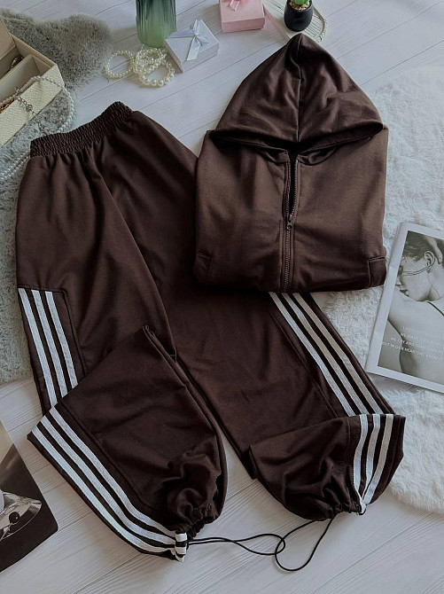 Жіночий стильний повсякденний костюм, двоколірний двонитка Шоколад, 42/44 Одеса - фото 9