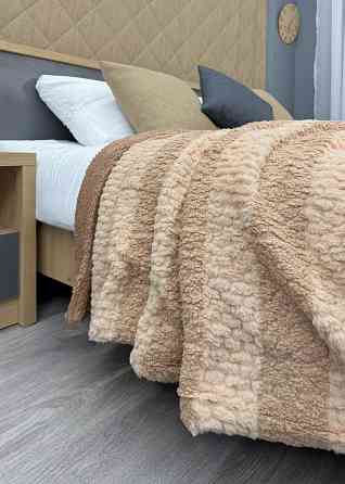 Плед 200х230 см (+-10см) Рогожка на овчині "Тедді" колір бежевий (87-295) Київ