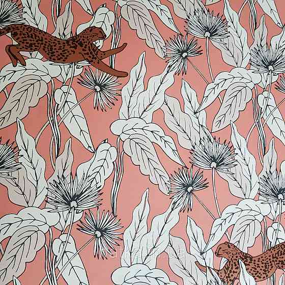 Шпалери вінілові на флізелін Caselio The Place to bed 0.53х10 м листя квіти рисі золотисті на теракотовому Київ