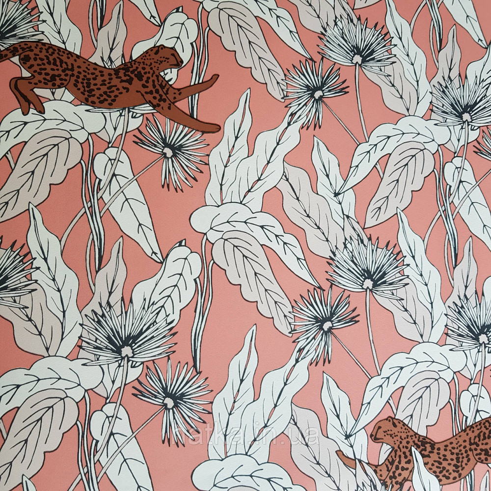 Шпалери вінілові на флізелін Caselio The Place to bed 0.53х10 м листя квіти рисі золотисті на теракотовому Київ - фото 3