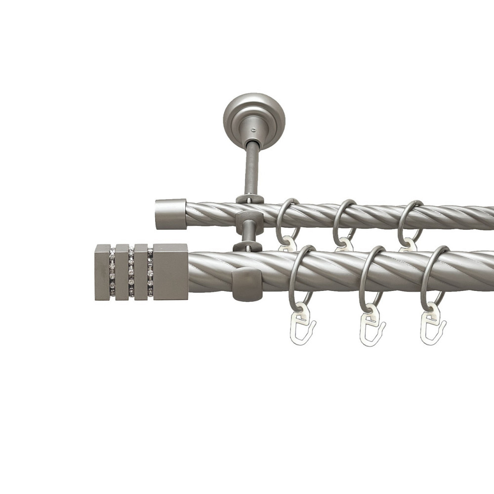 Карниз Orvit Ацтека металевий дворядний відкритий скручена труба кільце металеве Сатин 25\16 мм 160 см (00-00023512) Львів - фото 1