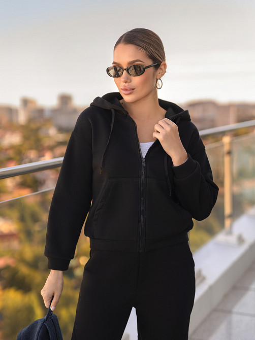 Утеплений спортивний костюм жіночий "The best" | Норма та батал Чорний, 42-44 Київ - фото 3