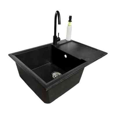 Мойка кухонная Adamant Horizon Medium чорний + змішувач та дозатор (4824296104503) Винница