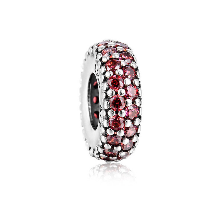 Срібна намистина-розділювач червоного кольору Пандора MasterSem Київ - фото 1