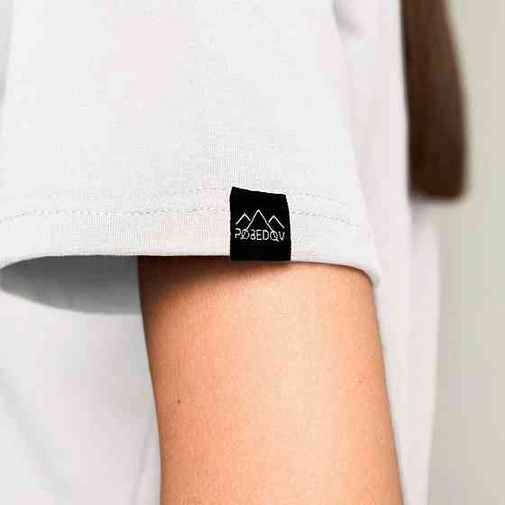 Белая базовая женская футболка Pobedov Freedom. Хлопковая женская футболка белая Киев