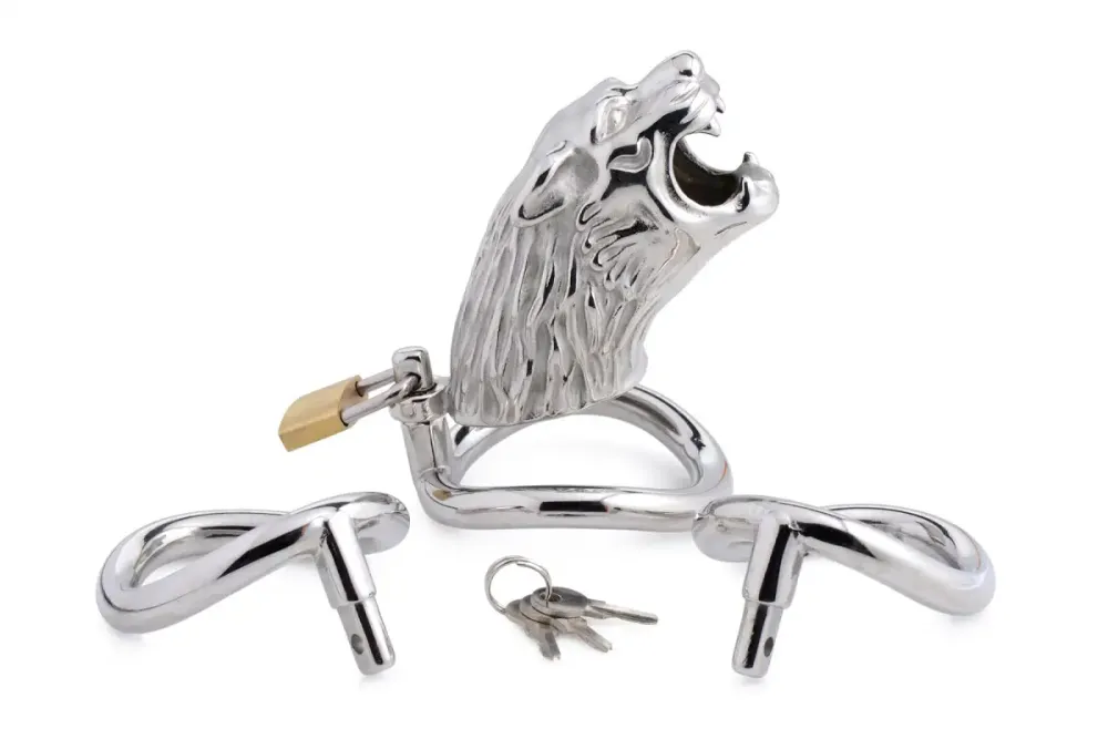 Клітка для пеніса Master Series: Tiger King Cock Cage With Lock, три кільця, замок, три ключі Львів - фото 2