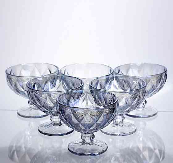 Набір креманок Diamond Blue 6 штук по 300 мл HP-19-277 прозорий для десертів йогуртів з ограненням Коломия