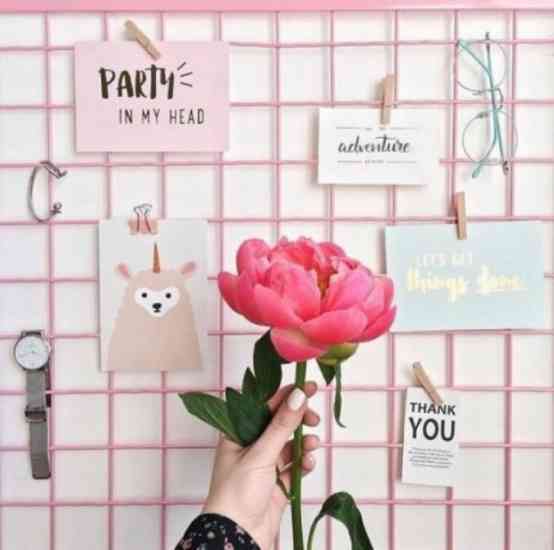 Настенный органайзер Мудборд (moodboard) доска визуализации и планирования, Прямоугольная 45*65 см, розовый Винница