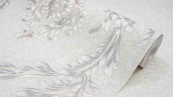 Шпалери метрові вінілові на флізеліні Sintra Classic класика вензелю візерунки структурні срібло золото на бежевому 520086 Київ