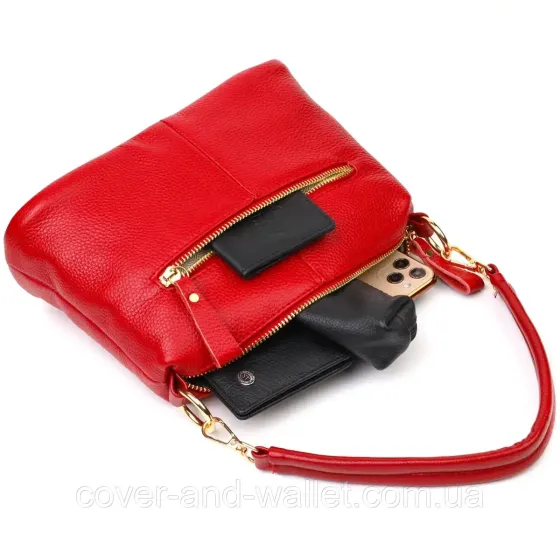 Женская сумка через плечо из натуральной кожи красного цвета Leather Collection Киев