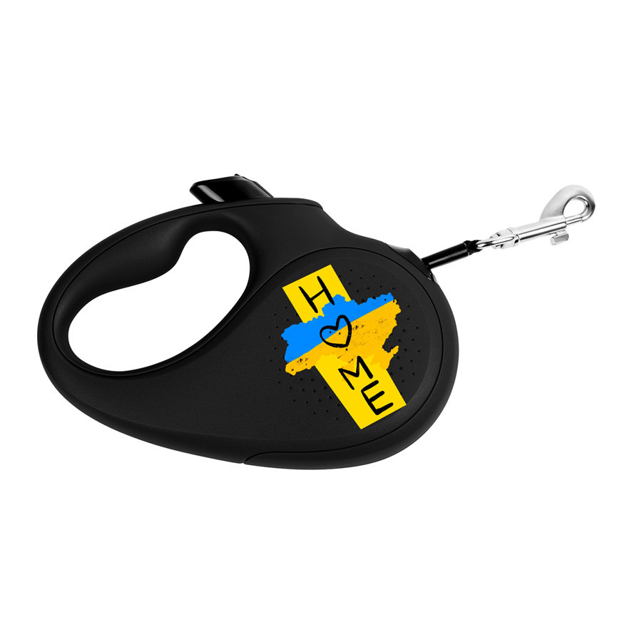 Повідець-рулетка для собак WAUDOG R-leash, малюнок "Дом", M, до 25 кг, 5 м, світловідбивна стрічка чорний Вінниця - фото 1