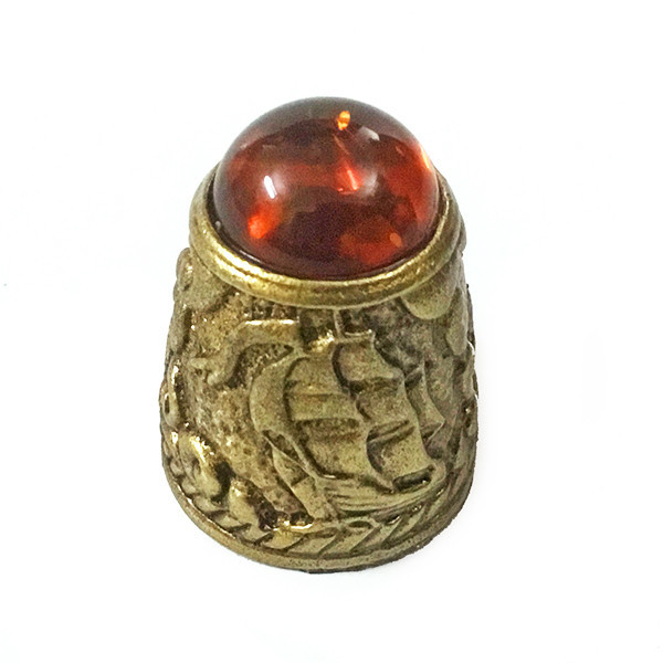 Наперсток бронзовий з бурштином Парусник Київ - фото 1
