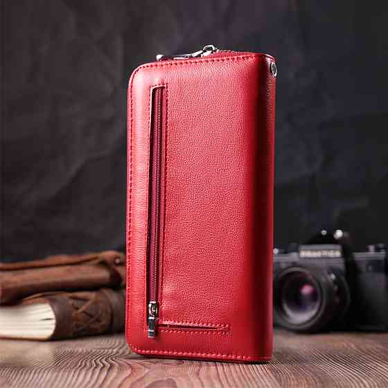 Стильный кошелек-клатч для женщин на одно отделение из натуральной кожи ST Leather 22561 Красный Киев