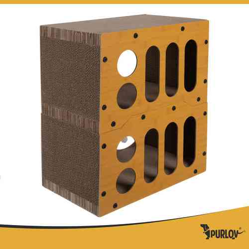 Когтеточка для кошки с двухэтажным домиком из картона и ДВП Purlov (27017) Нововолынск