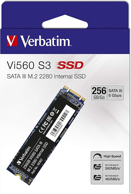 SSD накопитель внутренний M.2 2280 SATA III 256GB Verbatim Vi560 черный 3D NAND до 550 МБ/с для Киев - изображение 2