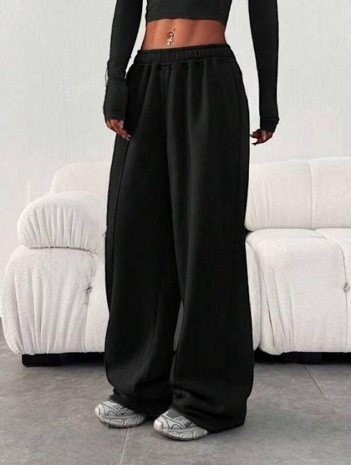 Жіночі спортивні штани оверсайз двонитка Чорний Одеса - фото 2