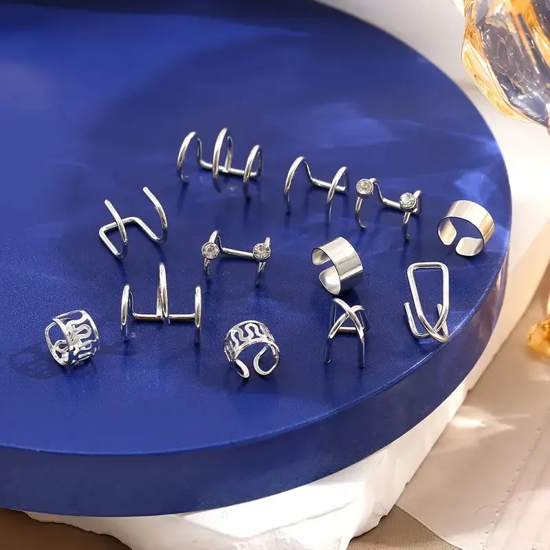 Набор из 12 серебристых каффов на ухо без прокола Киев - изображение 3