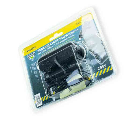 Разветвитель прикур. 3 вых. 5А, 60Вт, 2 USB 2.4А, провод 1,0м Евро Мукачево