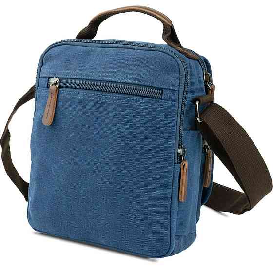 Універсальна текстильна чоловіча сумка на два відділення Vintage 20201 Синя Київ