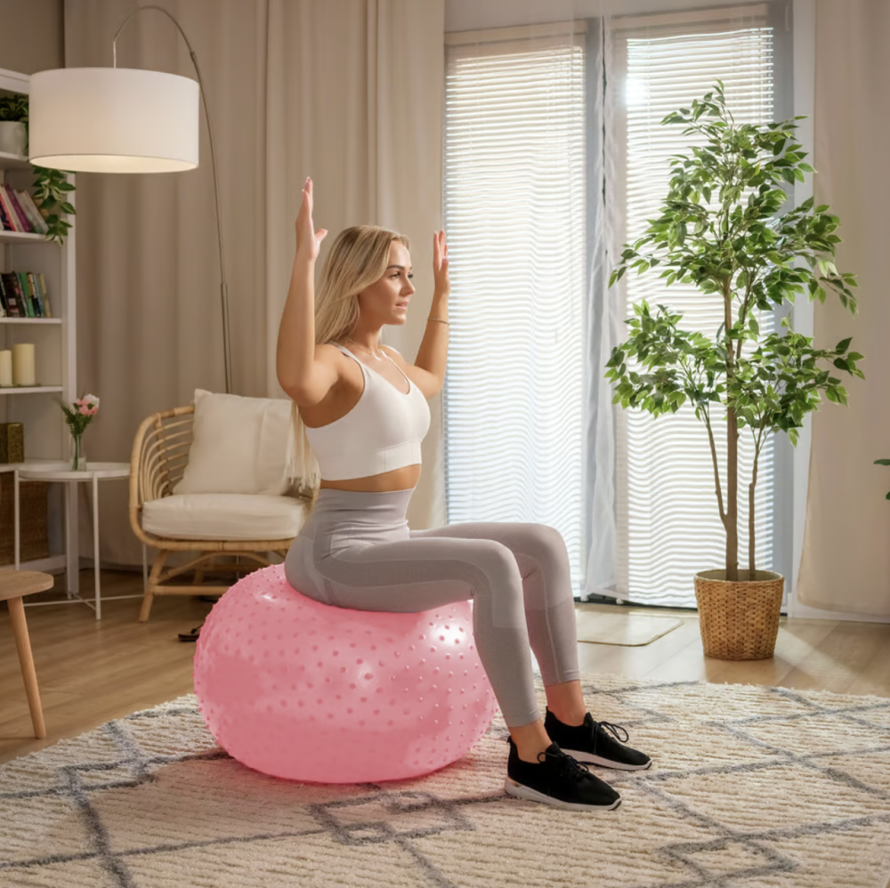 Фітбол масажний Hop-Sport 65см рожевий + насос Київ - фото 7