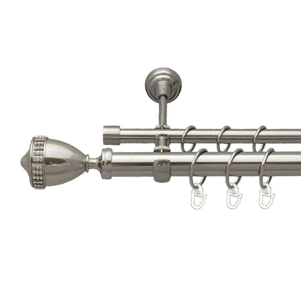 Карниз Orvit Етернія металевий дворядний відкритий гладка труба кільце металеве Нержавіюча Сталь 25\16 мм 300 см (7075306) Львів - фото 1