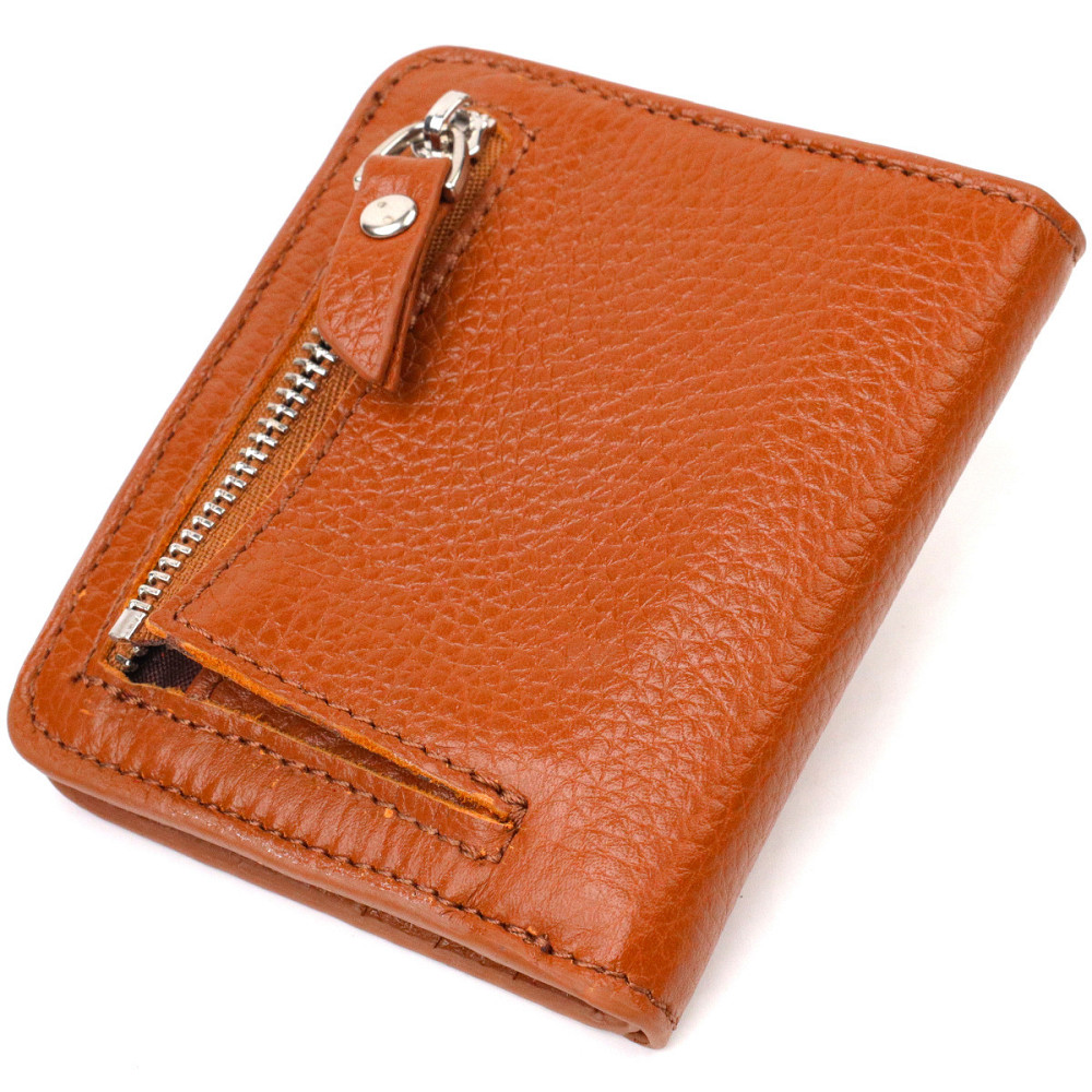 Небольшой женский кошелек из натуральной кожи флотар CANPELLINI 21796 Светло-коричневый Киев - изображение 6