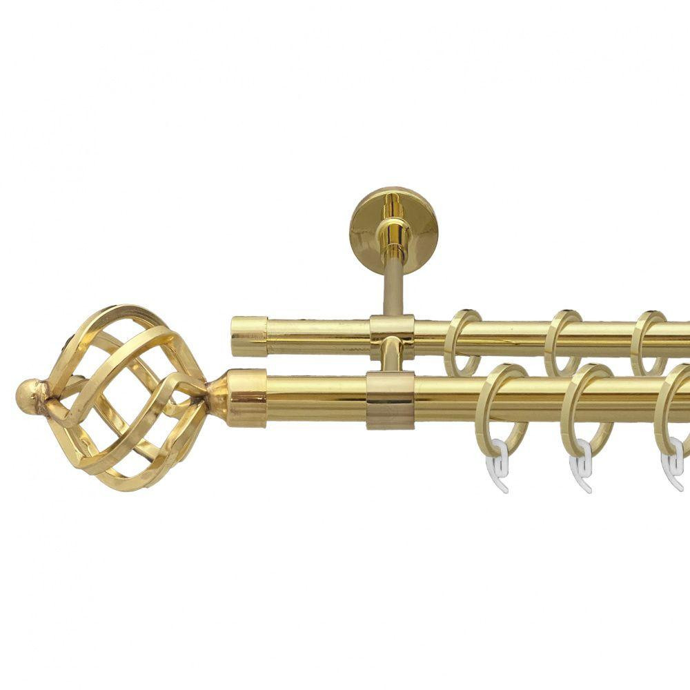 Карниз Orvit Ажур металевий дворядний закритий гладка труба кільце фасонне металеве  Золото 19\16 мм 240 см (00-00009292) Львів - фото 1