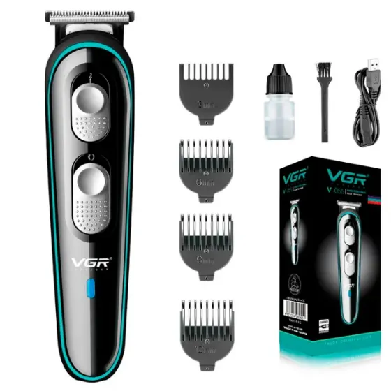 Триммер аккумуляторный, машинка для стрижки VGR V-055 с регулятором высоты, 4 насадки Коломия