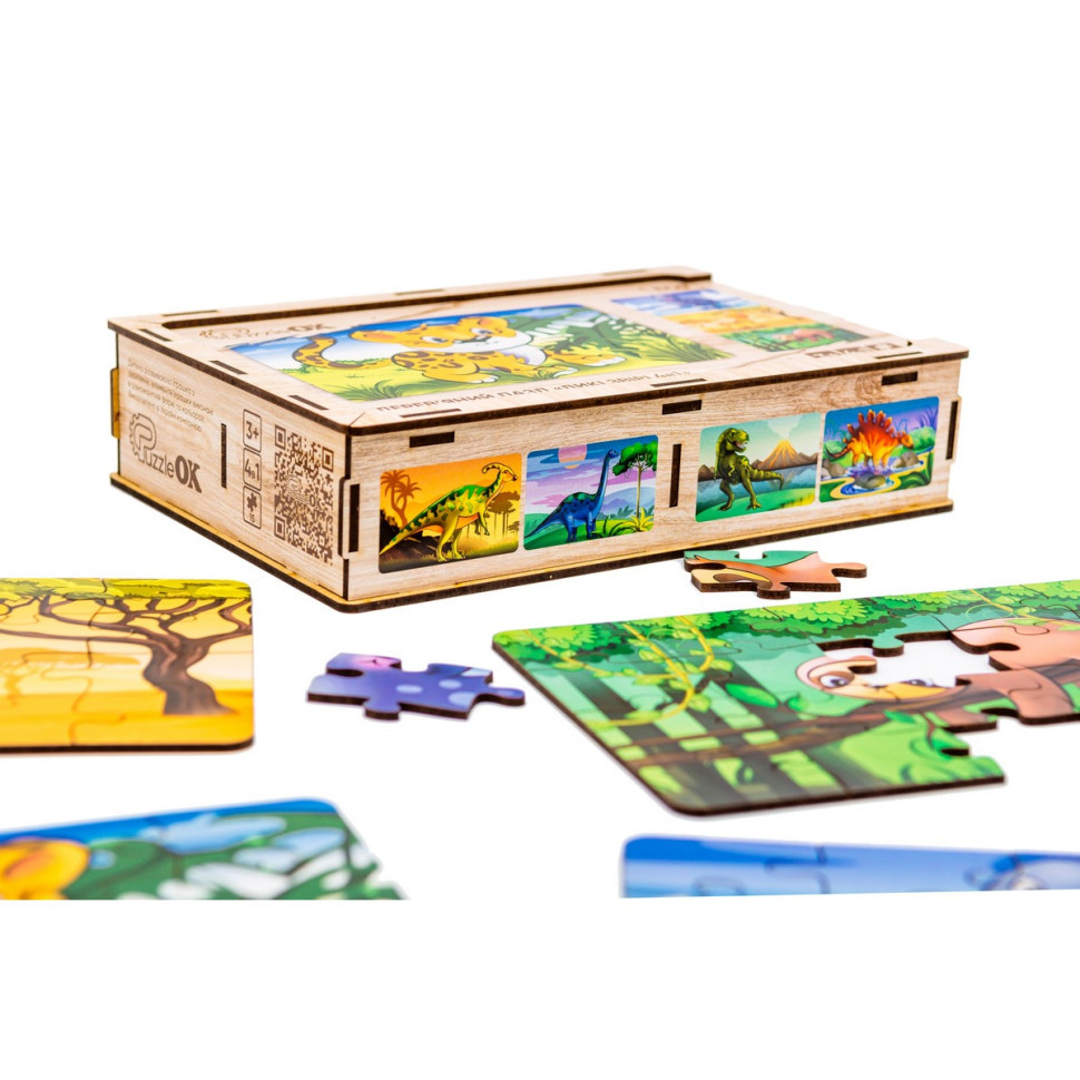 Дерев’яний дитячий пазл 4в1 "Дикі звірі" Puz-58714, 80 елементів Вінниця - фото 4