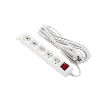 Сетевой удлинитель 2E 5XSchuko з вимикачем,5м, white (2E-U05ES15M5) Винница - изображение 1