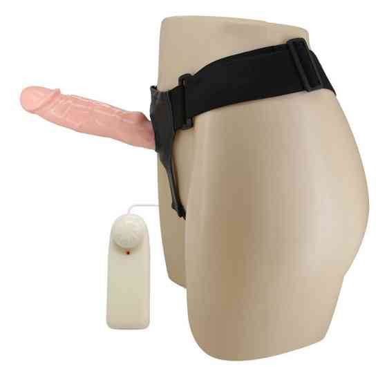 Страпон порожнистий (фалопротез) з вібрацією Baile Vibrating Strap On, беж, 19 × 4 см Sex Aura Київ