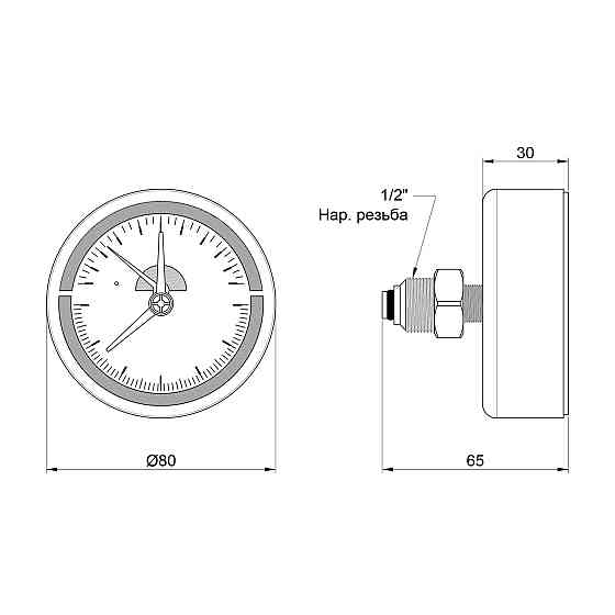 Термоманометр Thermo Alliance Standart 80 мм 1/2", заднє під'єднання SD17310B Київ