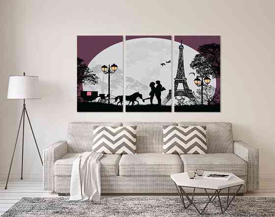 Модульная картина в гостиную / спальню  Закохані  в  Парижі    ART-290_3A 100х150 см Киев