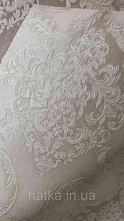 Шпалери метрові вінілові на флізеліні Sintra Classic класика вензель структурні сріблястий бежевий 406427 Київ