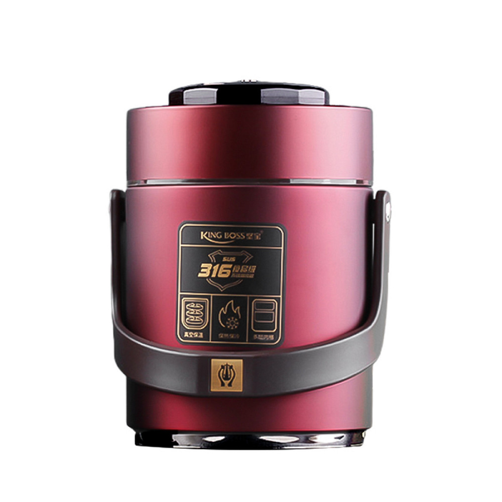 Yiwu Термос для їжі з 2 контейнерами з нержавіючої сталі на 1.5 літра червоний HP156R Київ - фото 1