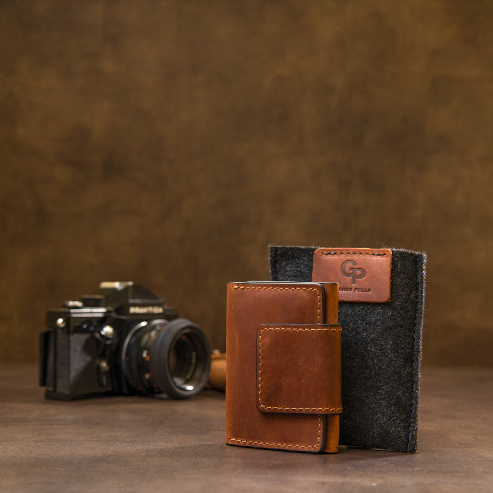 Кожаная винтажная визитница Коричневый (GRANDE PELLE) Киев - изображение 4