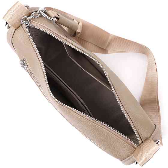 Напівкругла сумка для жінок з натуральної шкіри Бежевий (Vintage) Київ