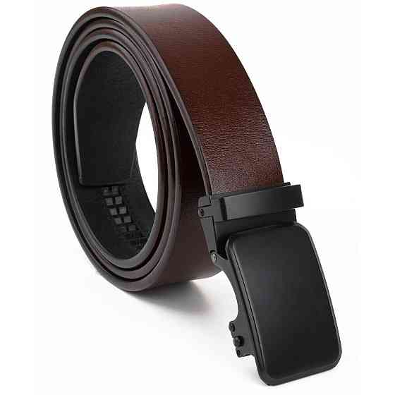 Ремінь чоловічий з чорною пряжкою автомат Коричневий (Vintage) Київ