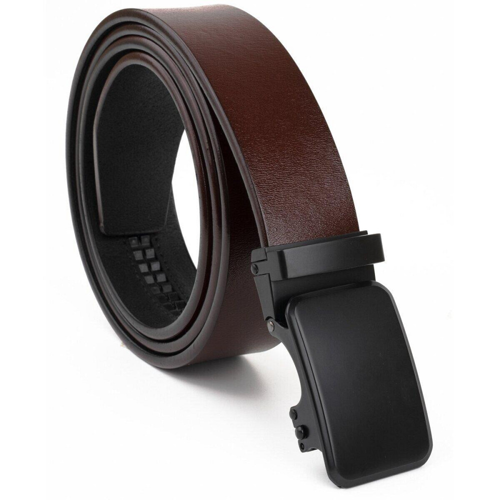 Ремень мужской с черной пряжкой автомат Коричневый (Vintage) Киев - изображение 1