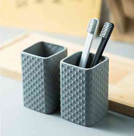 Комплект керамічних аксесуарів для ванни: дозатор, мильниця, стакани Сірого кольору Кам'янець-Подільський