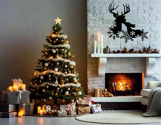 Декоративное настенное Панно «Олень», Декор на стену 70*70 см, Черный Киев