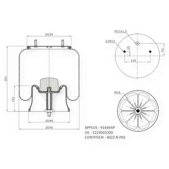 Пневмобалон ROR-MERITOR | SAF CONTI (4022 N P05) Мукачево