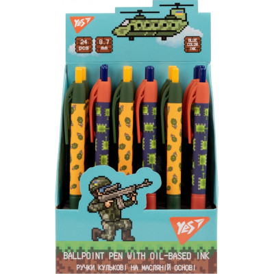 Ручка шариковая Yes 8bit UA Millitary автоматическая 0,7 мм, синяя (412115) Винница - изображение 3
